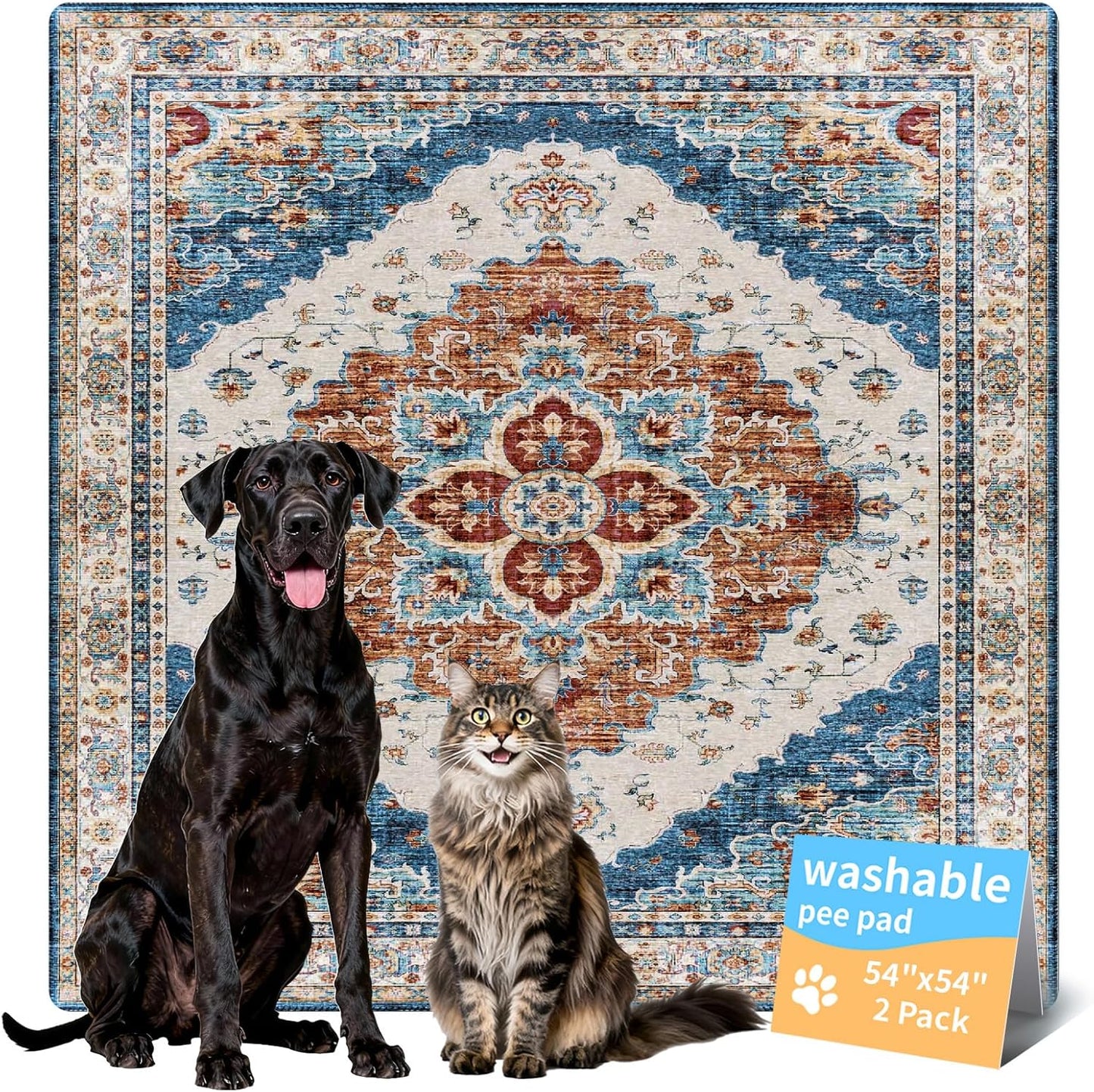 Washable Pee Pads for Dogs, Reusable Puppy Potty Training Pads, Ultra-Absorbent Thick Waterproof Leak-Proof Non-Slip Pads & Mat for Crate, Playpen, Floor, Whelping & Housebreaking , 2 Pack 18"x24"