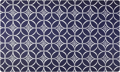 Drymate Pet Bowl Placemat, Dog & Cat Food Feeding Mat - Absorbent Fabric, Waterproof Backing, Slip-Resistant - Machine Washable/Durable (USA Made) (12” x 20”) (Indigo)