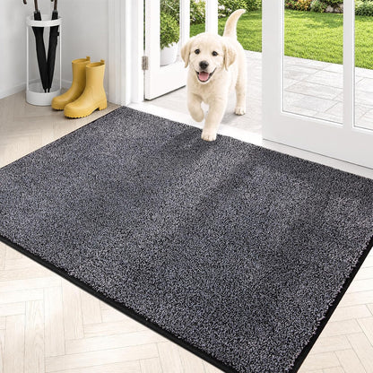 PURRUGS Dirt Trapping Door Mat 20" x 31.5", Non-Slip Machine Washable Entryway Rug, Dog Doormat, Indoor Front Door Mat, Super Absorbent Entry Rug for Muddy Shoes & Paws, Bluish Grey-Black