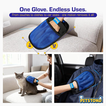 Pet Hair Removal Glove for Dogs & Cats – Lint Remover for Clothes, Reusable Fur & Lint Remover Mitt, Electrostatic Glove with Wrist Strap for Furniture, Couch, Carpet & Car Seat