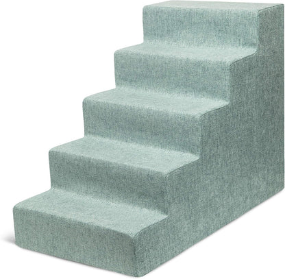 Best Pet Supplies Dog Stairs & Steps - Foam Steps for Small Dogs & Cats, Non-Slip Indoor Balanced Pet Step Support, Dog Ramp, No Assembly, Ash Gray Linen, 2-Step (12-inch Height)