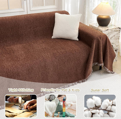 MYSKY HOME Couch Cover for Dogs, Washable Couch Covers, Non Slip Sofa Cover, Couch Cover 2 Cushion Sofa Dogs Furniture Protector with Tassels, Chenille Sofa Slipcover for Pets, 71"x118", Dark Grey
