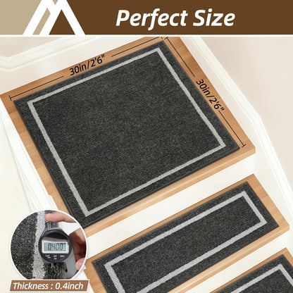 COSY HOMEER Soft Stair Treads Non-Slip Carpet Mat 28inX9in Indoor Stair Runners for Wooden Steps,Stair Rugs for Kids and Dogs, 100% Polyester TPE Backing 4pcs,Beige