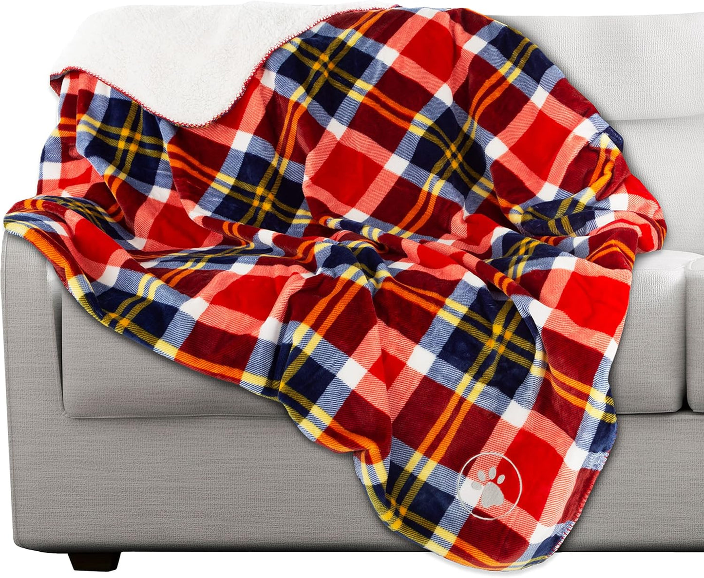 Waterproof Pet Blanket - 50x60-Inch Reversible Sherpa Fleece Throw Protects Couches, Cars, and Beds from Spills, Stains, and Fur by PETMAKER (Gray)