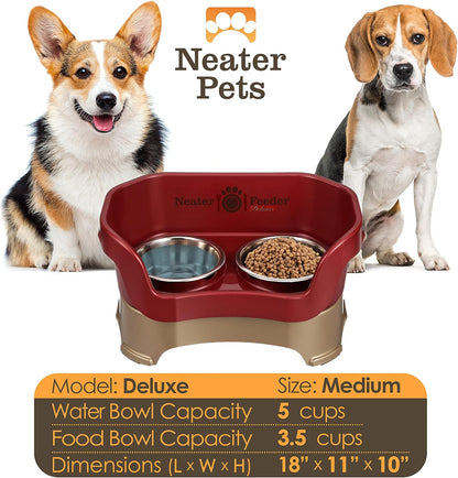 Neater Pet Brands Neater Feeder Deluxe Mess Proof Dog Bowls Elevated for Large Dogs Over 40 lbs, Made in USA, No Spill Raised Dog Food Bowl Stand Feeding Station, Food and Water Bowl Set, Black