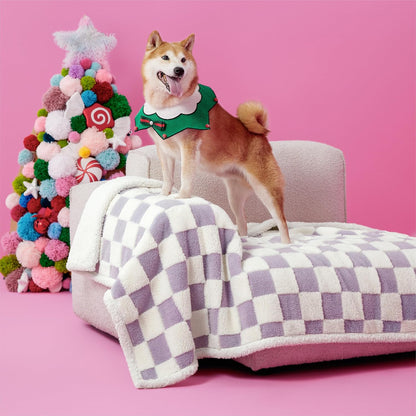 LE SURE Waterproof Dog Blanket for Large Dogs - Washable Double Sided Dog Blankets with Warm Jacquard Shag and Soft Sherpa Fleece, Pet Cat Blanket for Couch Protection, 3D Textured Cloud, Green