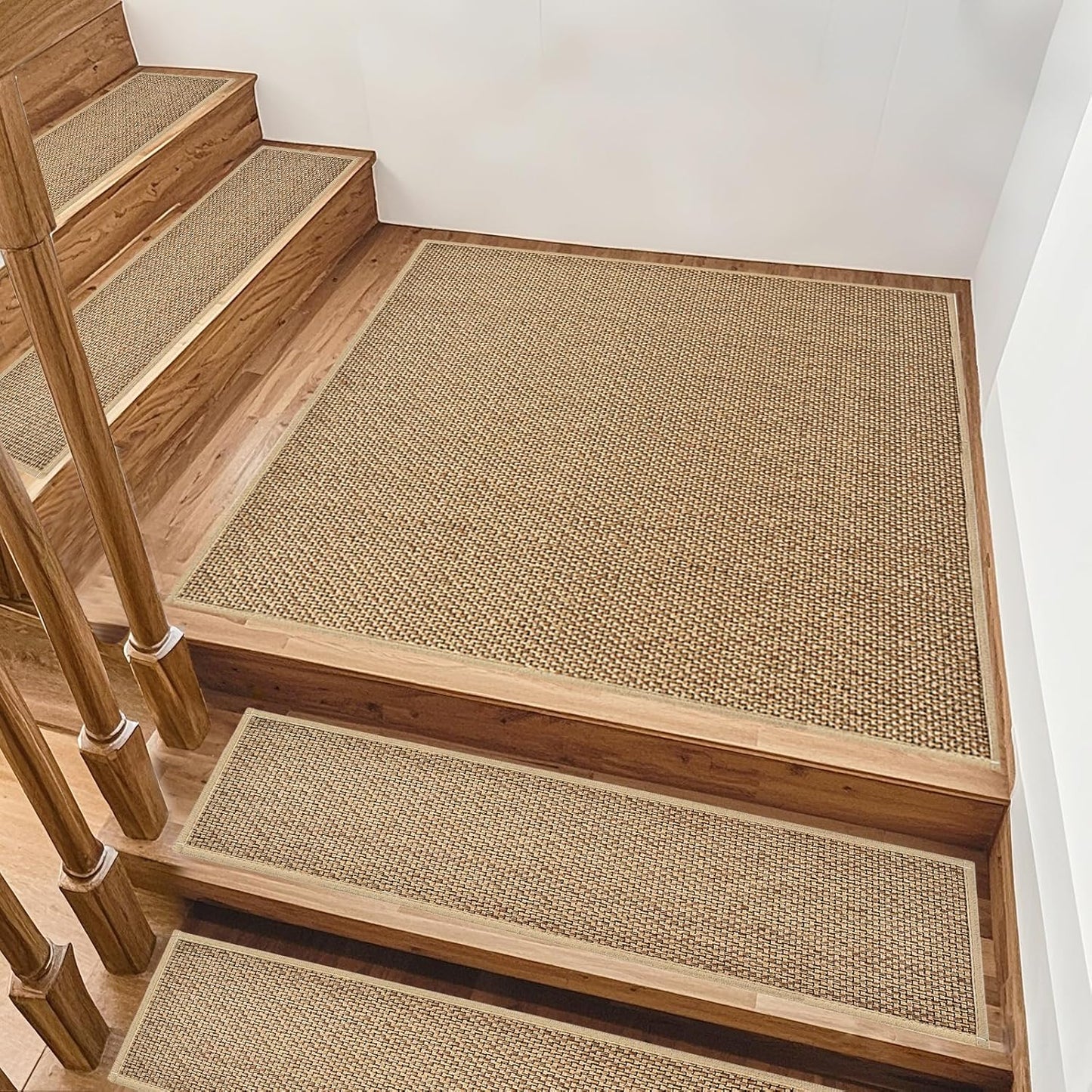 Stair Treads Non Slip, Rubber Backing Stair Treads for Wooden Steps, 15 PCS Thicken Linen Carpet Stair Runners Indoor for Kids Elders and Pets, No Residue Stair Carpet Treads, 8"x30", Beige