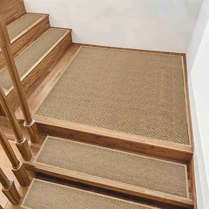 Stair Treads Non Slip, Rubber Backing Stair Treads for Wooden Steps, 15 PCS Thicken Linen Carpet Stair Runners Indoor for Kids Elders and Pets, No Residue Stair Carpet Treads, 8"x30", Beige