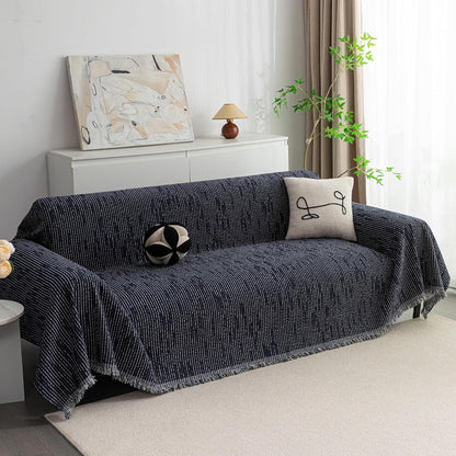 MYSKY HOME Couch Cover for Dogs, Washable Couch Covers, Non Slip Sofa Cover, Couch Cover 2 Cushion Sofa Dogs Furniture Protector with Tassels, Chenille Sofa Slipcover for Pets, 71"x118", Dark Grey