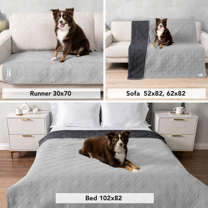 PetAmi Waterproof Couch Cover for Dogs, Reversible Furniture Cover Sofa Protector for Pet Cat Bed, Washable Blanket Dog Cover for Couch Seat, 52x82 Gray
