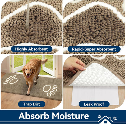 Bcoimo Super Absorbent Dog Door Mat, 30"*20" Anti Slip Mat for Muddy Paws, Pet Rugs for Dirty Paws Washable that Absorbs Moisture and Dirt, for Dog Cage and Pet Resting Carpet