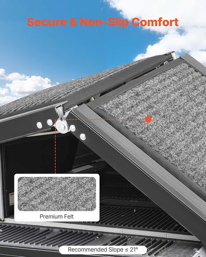 VEVOR Dog Ramp for Cars, 63" L x 17" W, Folding Pet Ramps for Medium & Large Dogs up to 250lbs, Pet Stair Ramp with Non-Slip Felt Rug Surface, Portable Outdoor Dog Car Ramps for SUV & Truck
