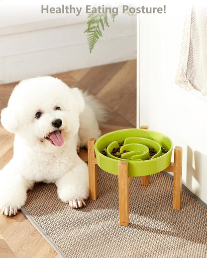 Ceramic Slow Feeder Dog Bowls, 2.0 Cups Slow Feeder for Medium Dogs, Puzzle Maze Bowl to Slow Down Eating, 30oz, 8in, White