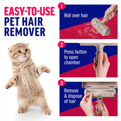 ChomChom Roller Pet Hair Remover – Original Size Reusable Lint Roller for Cat & Dog Hair on Furniture, Couch, Carpet, Car, Rugs & Bedding – Portable, Eco-Friendly (Black)