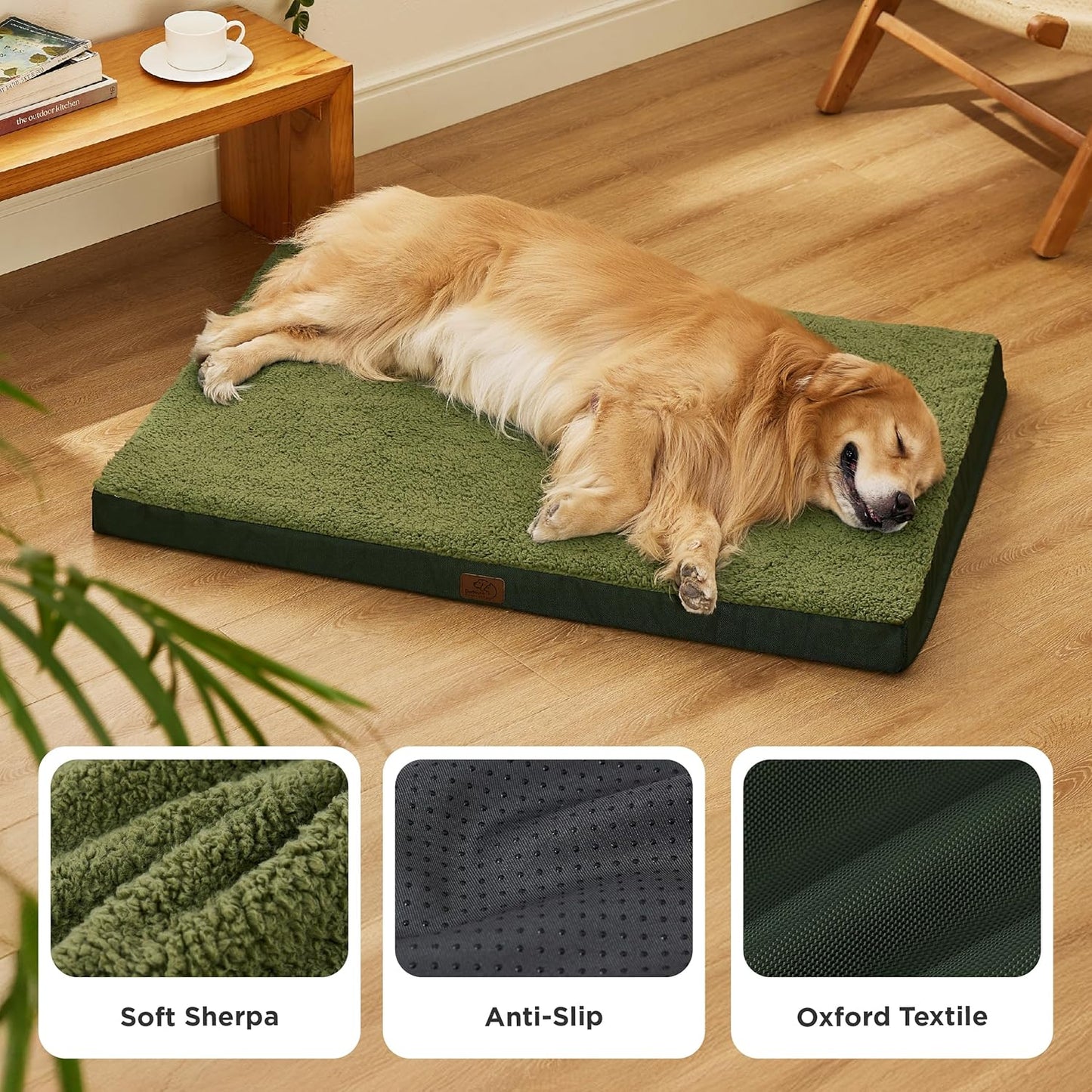 Bedsure Dog Beds Large Sized Dog - Comfy Flat Pet Beds with Removable Washable Cover, Orthopedic Egg Crate Foam Puppy Mat, Suitable for Pet Up to 65 lbs