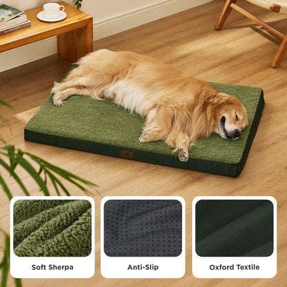 Bedsure Dog Beds Large Sized Dog - Comfy Flat Pet Beds with Removable Washable Cover, Orthopedic Egg Crate Foam Puppy Mat, Suitable for Pet Up to 65 lbs