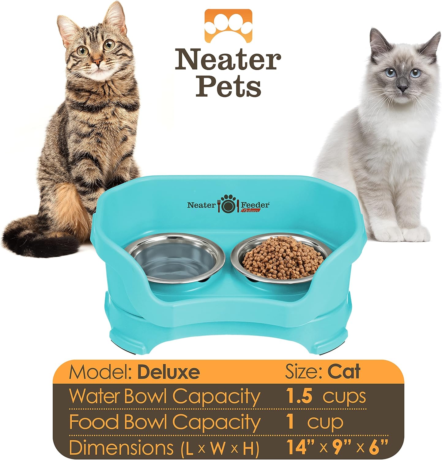 Neater Pet Brands Neater Feeder Deluxe Mess Proof Dog Bowls Elevated for Large Dogs Over 40 lbs, Made in USA, No Spill Raised Dog Food Bowl Stand Feeding Station, Food and Water Bowl Set, Black