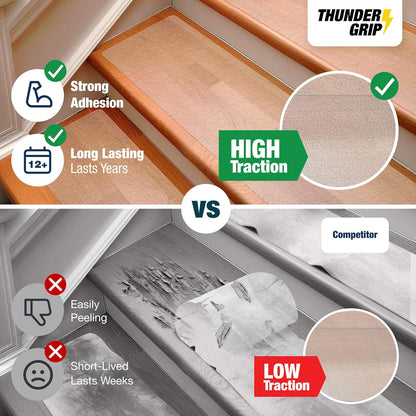 Clear Stair Treads Non-Slip 24"x4" - 18-Pack Indoor Stair Grips Non Slip for Wooden Steps - Anti Slip Adhesive Strips for Dogs & Elderly - Staircase Step Treads - Transparent Treads for Wood Stairs