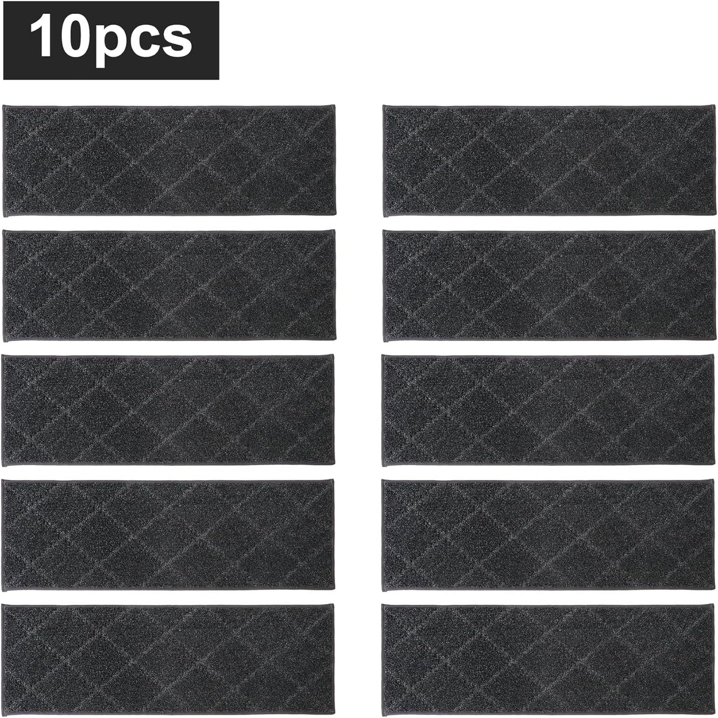 COSY HOMEER Edging Stair Treads Non-Slip Carpet Mat 28inX9in Indoor Stair Runners for Wooden Steps, Edging Stair Rugs for Kids and Dogs, 100% Polyester TPE Backing (7pc, Beige)