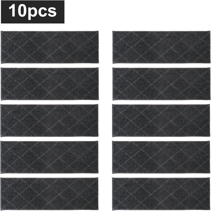 COSY HOMEER Edging Stair Treads Non-Slip Carpet Mat 28inX9in Indoor Stair Runners for Wooden Steps, Edging Stair Rugs for Kids and Dogs, 100% Polyester TPE Backing (7pc, Beige)
