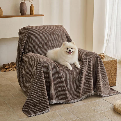 MYSKY HOME Couch Cover for Dogs, Washable Couch Covers, Non Slip Sofa Cover, Couch Cover 2 Cushion Sofa Dogs Furniture Protector with Tassels, Chenille Sofa Slipcover for Pets, 71"x118", Dark Grey