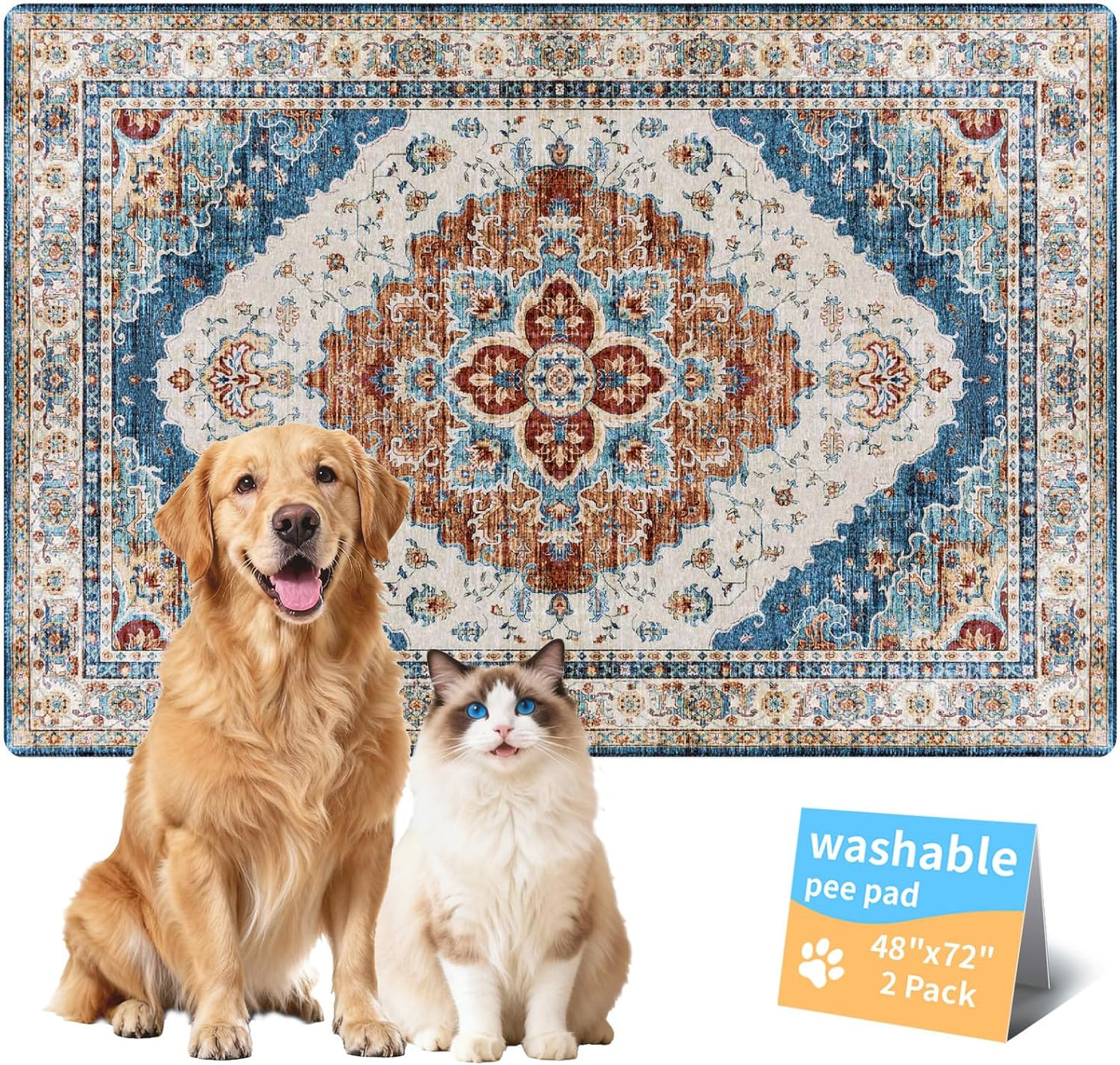 Washable Pee Pads for Dogs, Reusable Puppy Potty Training Pads, Ultra-Absorbent Thick Waterproof Leak-Proof Non-Slip Pads & Mat for Crate, Playpen, Floor, Whelping & Housebreaking , 2 Pack 18"x24"