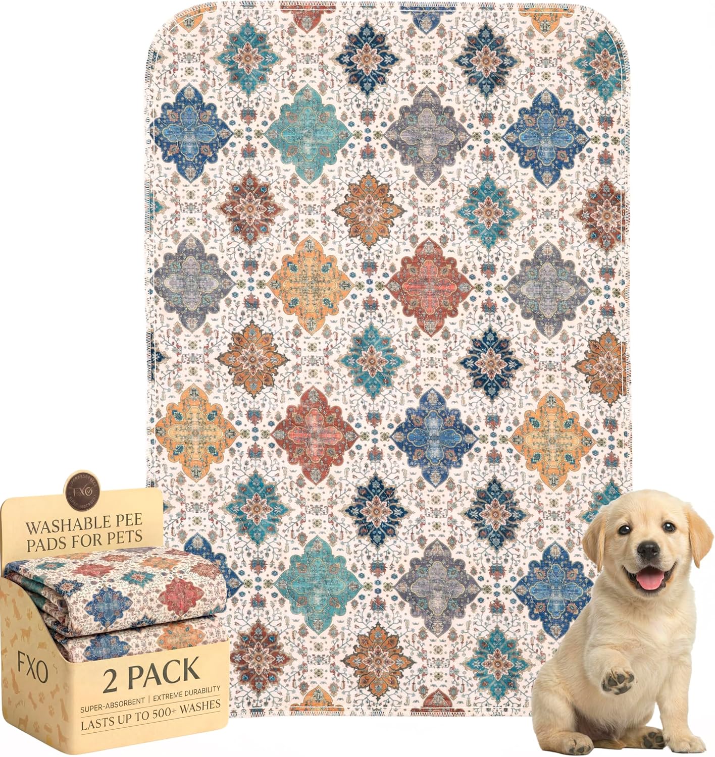 Washable Pee Pads for Dogs,Great Urine Absorbent Reusable Puppy Training Pads,Waterproof,Leak-Proof & Non-Slip Potty Pads for Whelping,Crate，Playpen，Bed.(Green Floral, 18" x24" )