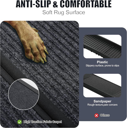 Folding Dog Ramp for Car 71" Long & 19" Wide Portable Pet Ramps with Non-Slip Rug Surface, Outdoor Dog Car Ramp for Large Dogs, SUV Car & Truck, Dog Steps Up to 250LBS