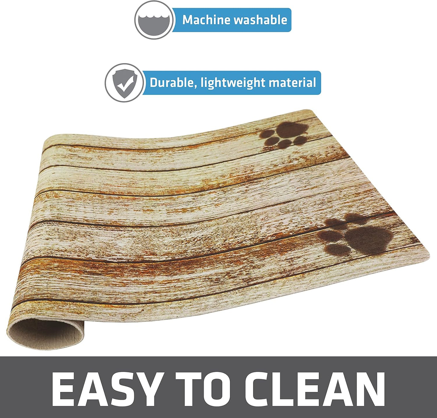 Drymate Pet Bowl Placemat, Dog & Cat Food Feeding Mat - Absorbent Fabric, Waterproof Backing, Slip-Resistant - Machine Washable/Durable (USA Made) (12” x 20”) (Indigo)