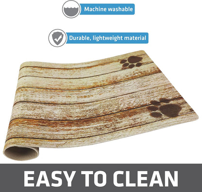 Drymate Pet Bowl Placemat, Dog & Cat Food Feeding Mat - Absorbent Fabric, Waterproof Backing, Slip-Resistant - Machine Washable/Durable (USA Made) (12” x 20”) (Indigo)