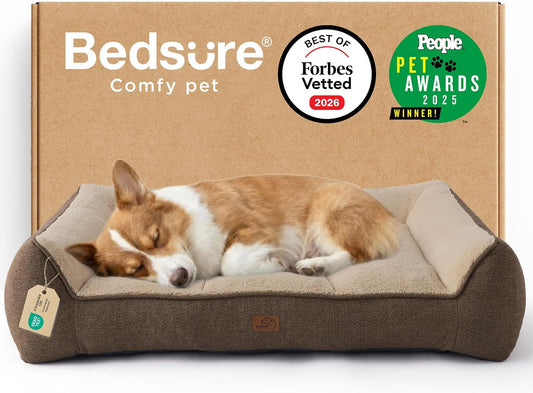 Bedsure SupportMax™ XL Pro Orthopedic Dog Beds Large Sized Dog - Extra Thick Supportive Dogs Couch with Waterproof Washable Cover, Extra Large Comfort Pet Sofa with Sherpa & Nonskid Bottom, Grey, 45"