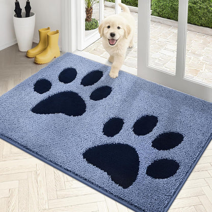 PURRUGS Dirt Trapping Door Mat 20" x 31.5", Non-Skid/Slip Machine Washable Microfiber Entryway Rug, Dog Doormat, Super Absorbent Welcome Mat for Muddy Wet Shoes and Paws, Grey