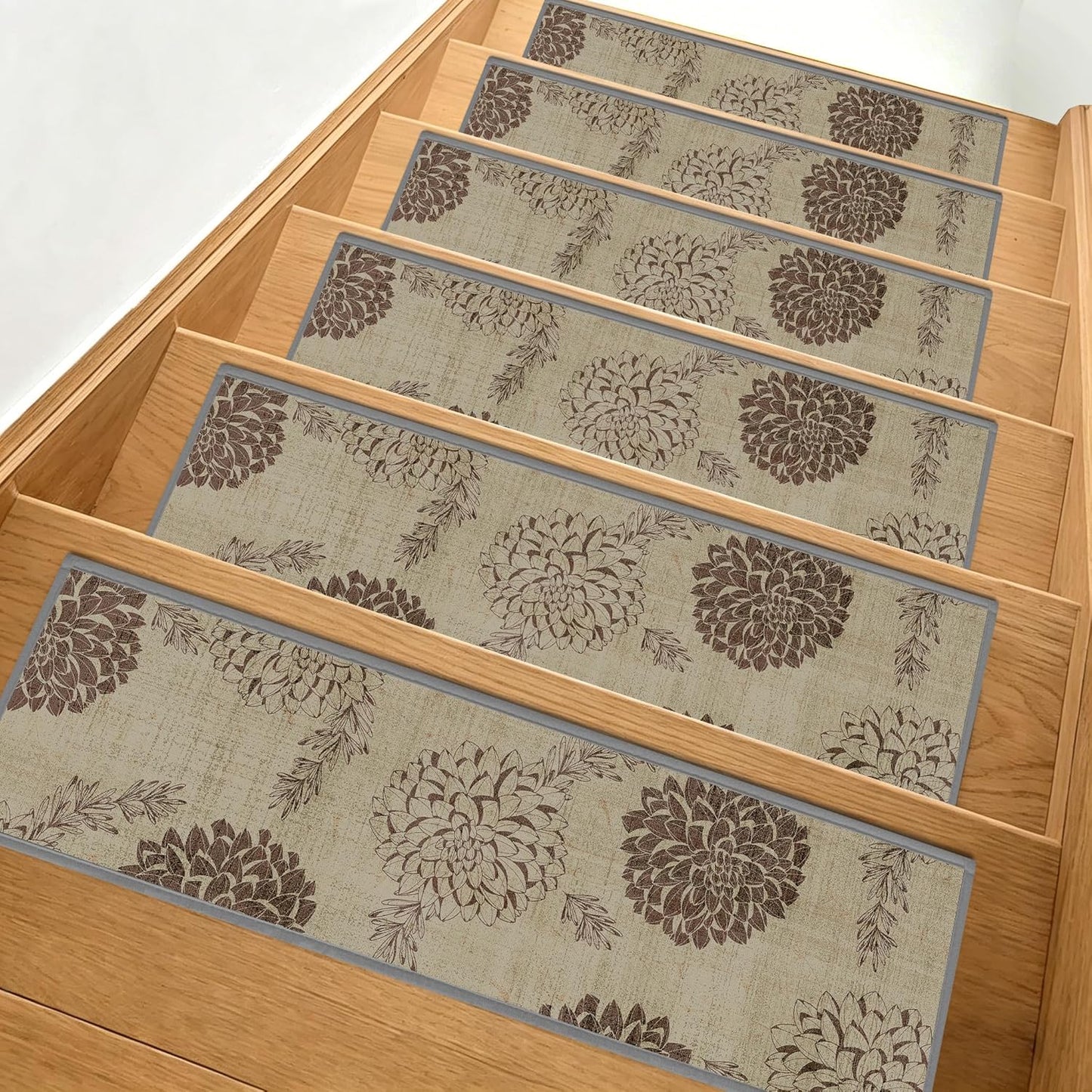 Non-Slip Stair Treads for Wooden Steps 15pcs,8"x30" Stair Carpet Treads for Indoor Use,Peel and Stick Stair Runners,Washable Reusable Adhesive Backing,Pet-Friendly Stair Capet for Kids,Elders,Dogs