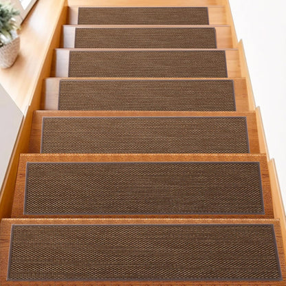 FlowaFoli Stair Treads for Wooden Steps Indoor,8" X 30" (15 in Pack) Stair Treads Non Slip, Machine Washable for Kids Elders and Pets,Beige