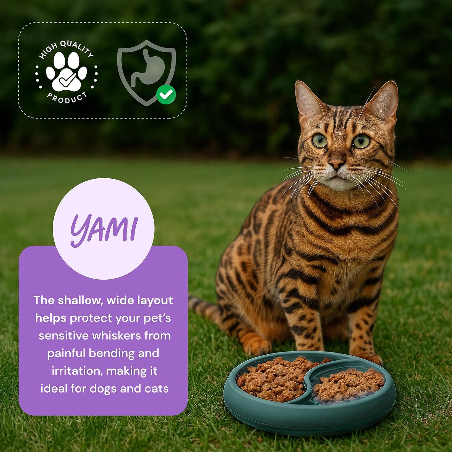 YAMI Dog Lick Bowl, Lick Mat for Dogs, Wet Food Cat Slow Feeder, Freeze Bowl, Enrichment & Puzzle Toy for Anxiety Relief, Food-Grade Silicone, Suction Cups, Dishwasher Fit, for All Breed (Light Gray)