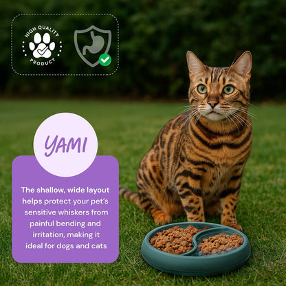 YAMI Dog Lick Bowl, Lick Mat for Dogs, Wet Food Cat Slow Feeder, Freeze Bowl, Enrichment & Puzzle Toy for Anxiety Relief, Food-Grade Silicone, Suction Cups, Dishwasher Fit, for All Breed (Light Gray)