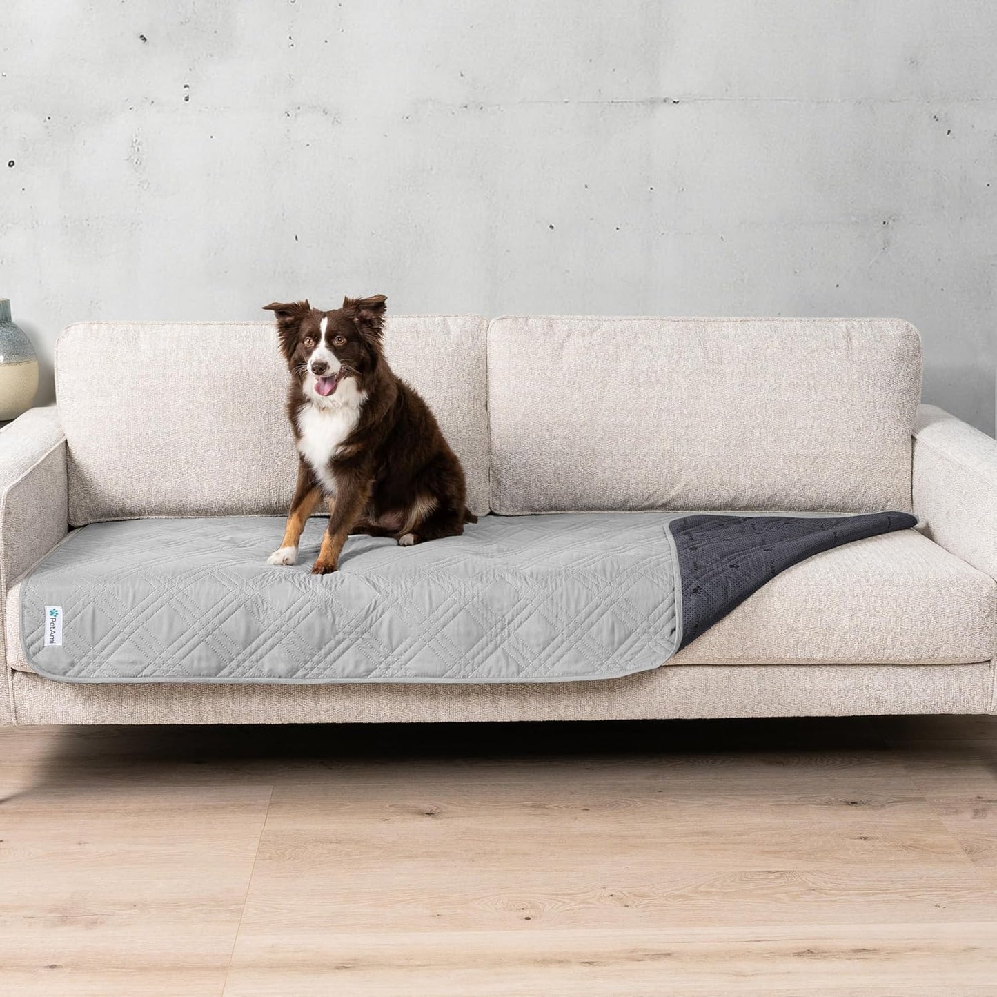 PetAmi Waterproof Couch Cover for Dogs, Reversible Furniture Cover Sofa Protector for Pet Cat Bed, Washable Blanket Dog Cover for Couch Seat, 52x82 Gray