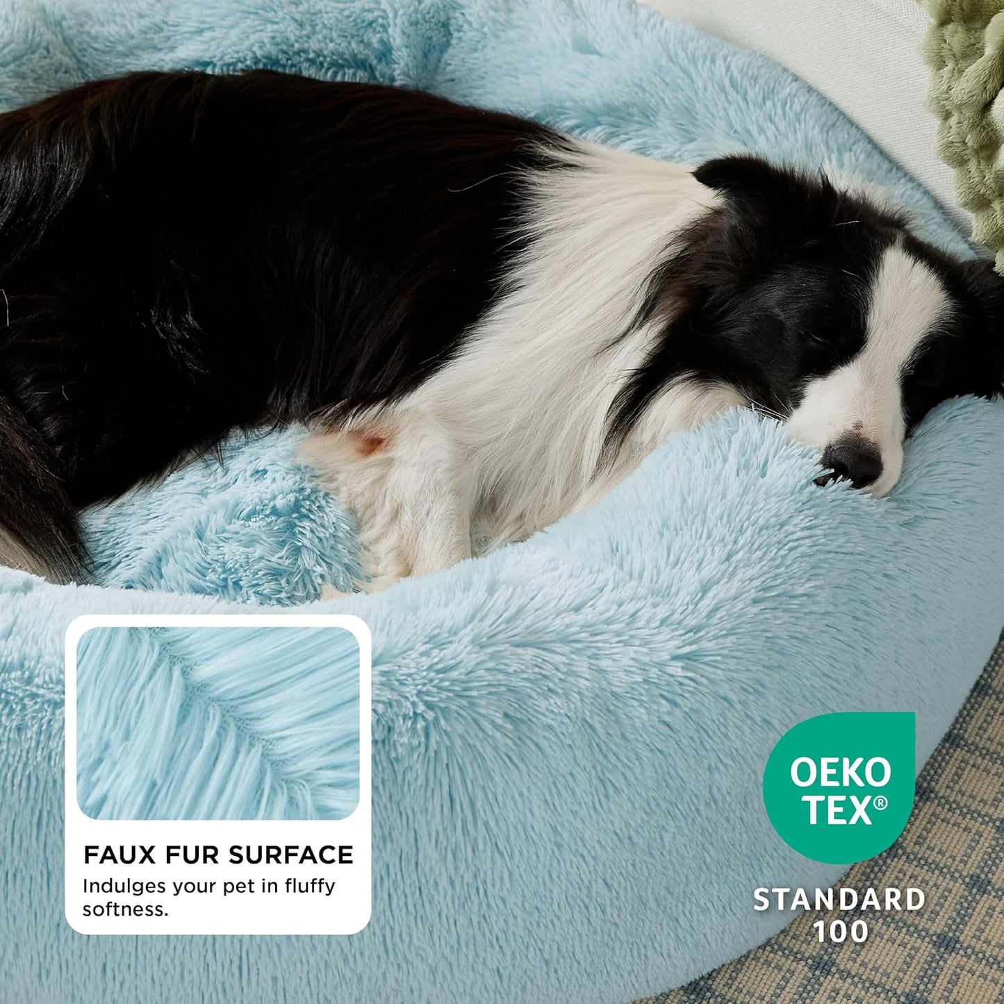 Bedsure Calming Dog Bed Medium Size Dog - Donut Washable Medium Pet Bed, 30 inches Anti-Slip Round Fluffy Plush Faux Fur Cat Bed, Fits up to 45 lbs Pets, Camel