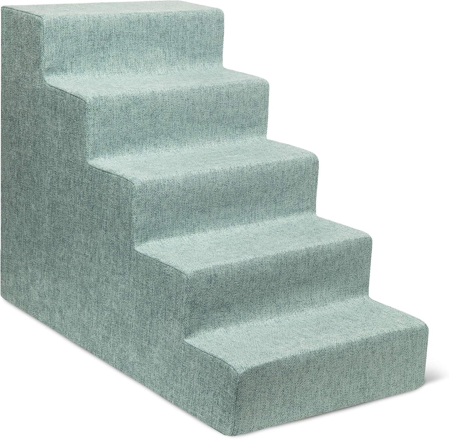 Best Pet Supplies Dog Stairs & Steps - Foam Steps for Small Dogs & Cats, Non-Slip Indoor Balanced Pet Step Support, Dog Ramp, No Assembly, Ash Gray Linen, 2-Step (12-inch Height)