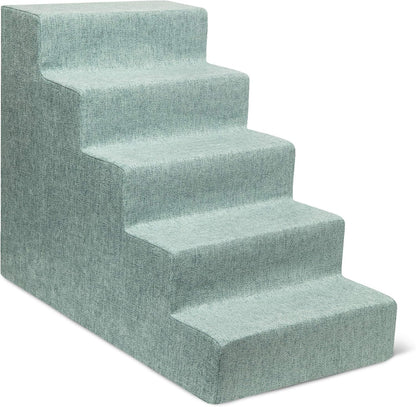 Best Pet Supplies Dog Stairs & Steps - Foam Steps for Small Dogs & Cats, Non-Slip Indoor Balanced Pet Step Support, Dog Ramp, No Assembly, Pale Teal, 3-Step (13.5-inch Height)