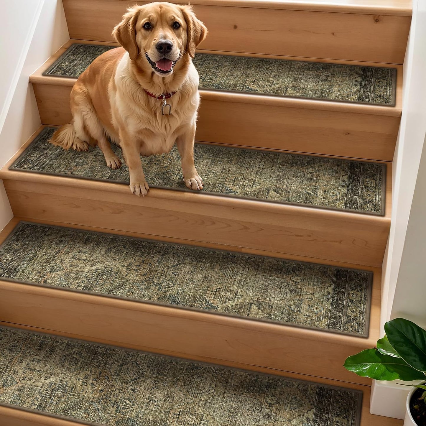 sarben Non Slip Stair Treads for Wooden Steps 15PCS - 8"x30" Indoor Safety Carpet, Edging Mats with TPE Adhesive Backing, Pet and Elderly Friendly Stair Rugs (Taupe) - Colors B