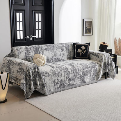 MYSKY HOME Couch Cover for Dogs, Washable Couch Covers, Non Slip Sofa Cover, Couch Cover 2 Cushion Sofa Dogs Furniture Protector with Tassels, Chenille Sofa Slipcover for Pets, 71"x118", Dark Grey