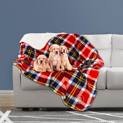 Waterproof Pet Blanket - 50x60-Inch Reversible Sherpa Fleece Throw Protects Couches, Cars, and Beds from Spills, Stains, and Fur by PETMAKER (Gray)
