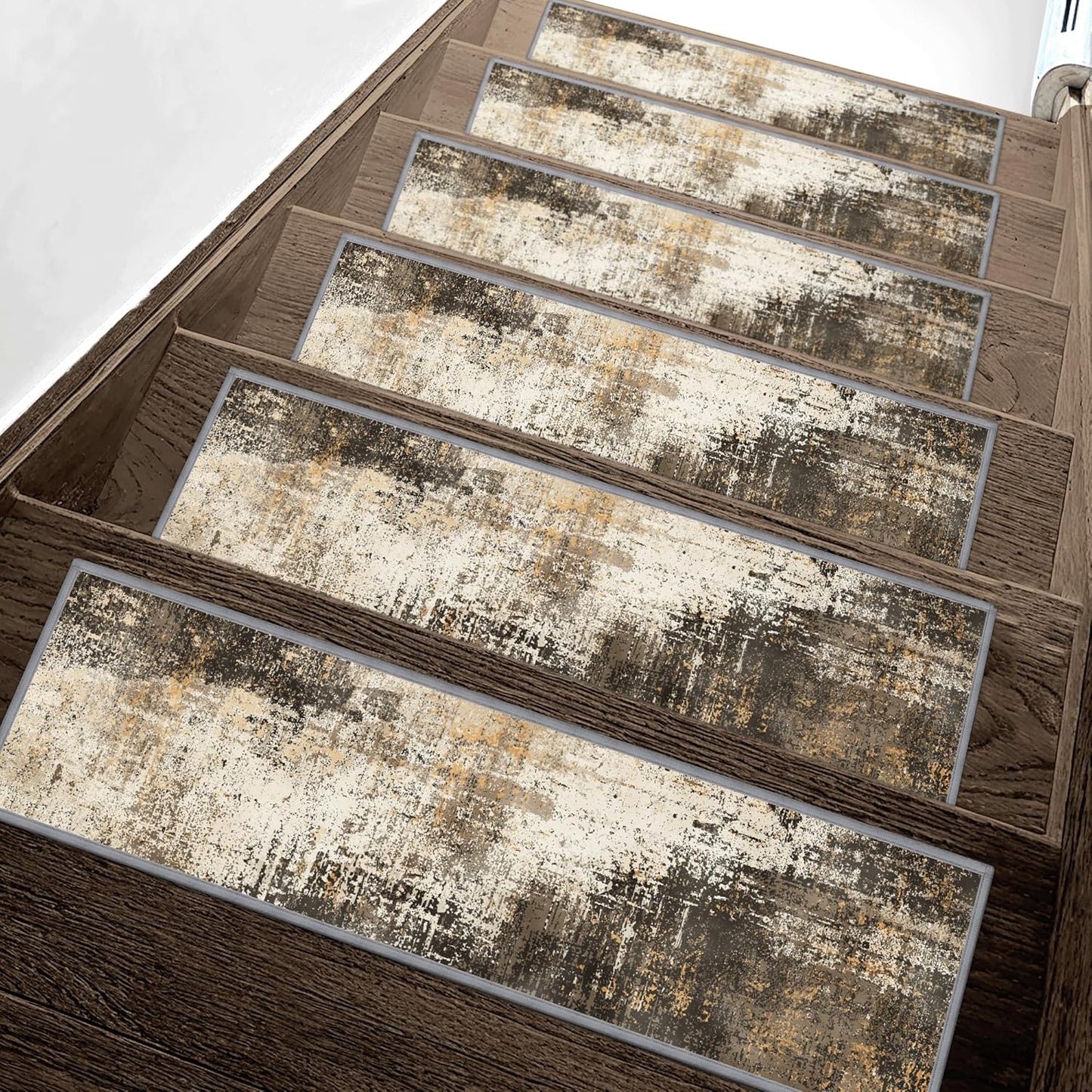 sarben Non Slip Stair Treads for Wooden Steps 15PCS - 8"x30" Indoor Safety Carpet, Edging Mats with TPE Adhesive Backing, Pet and Elderly Friendly Stair Rugs (Taupe) - Colors B
