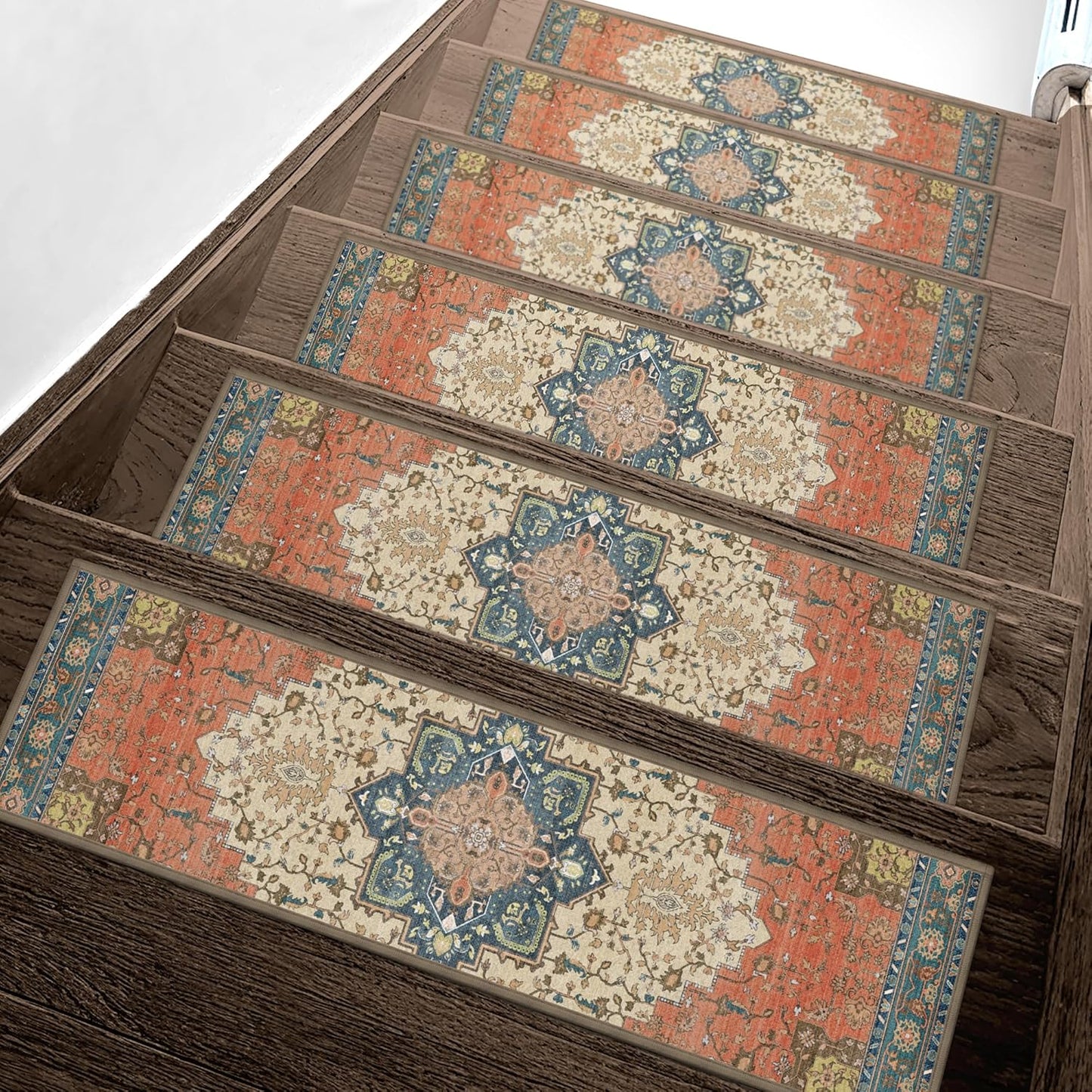 sarben Non Slip Stair Treads for Wooden Steps 15PCS - 8"x30" Indoor Safety Carpet, Edging Mats with TPE Adhesive Backing, Pet and Elderly Friendly Stair Rugs (Taupe) - Colors A