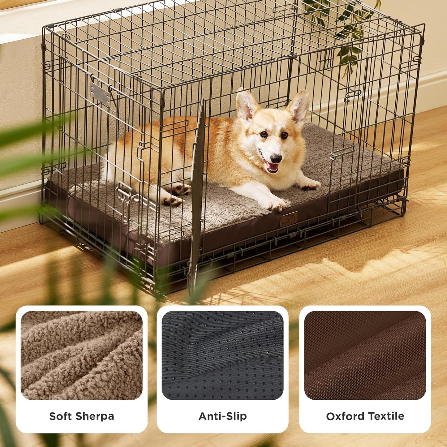 Bedsure Dog Beds Large Sized Dog - Comfy Flat Pet Beds with Removable Washable Cover, Orthopedic Egg Crate Foam Puppy Mat, Suitable for Pet Up to 65 lbs