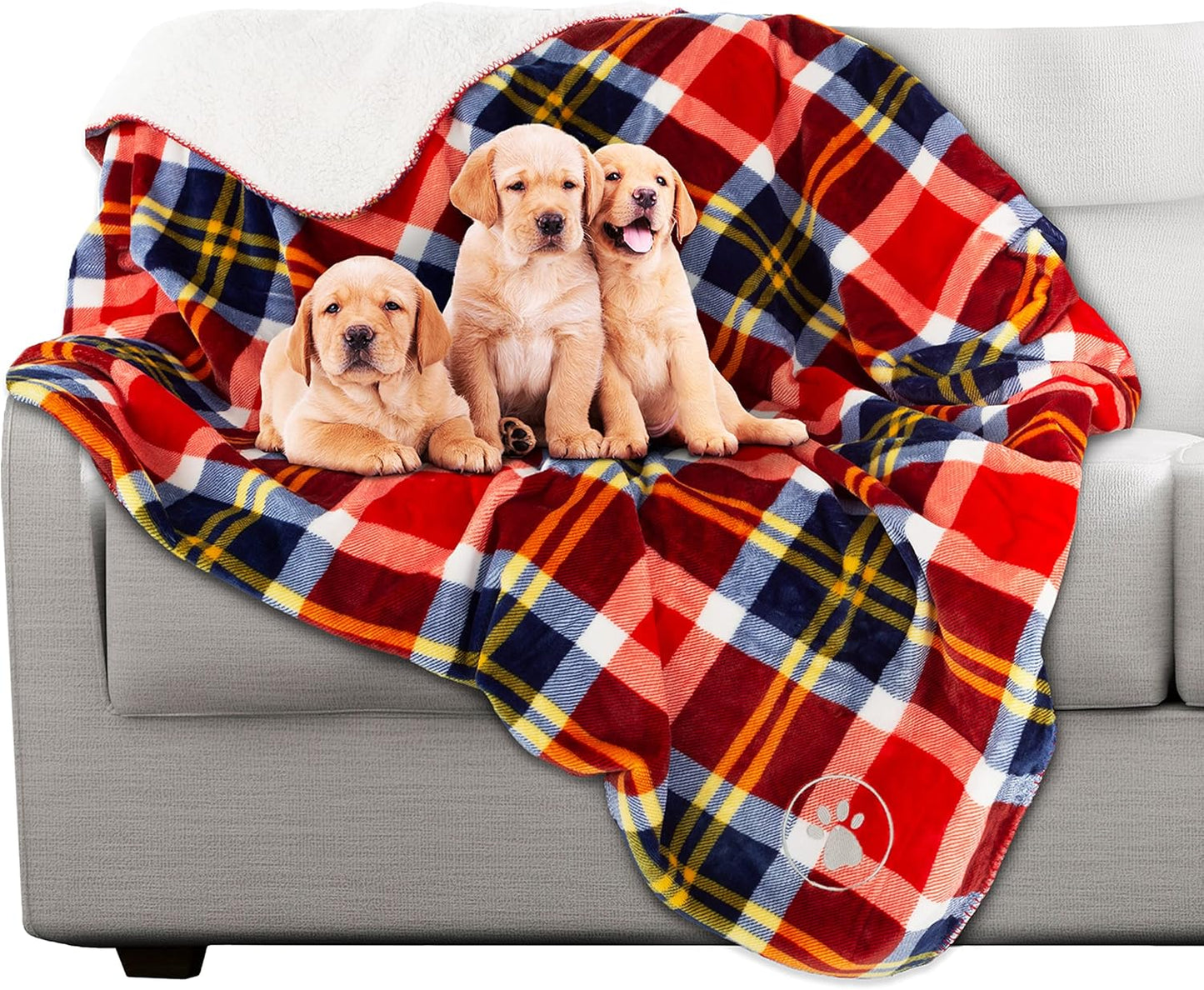 Waterproof Pet Blanket - 50x60-Inch Reversible Sherpa Fleece Throw Protects Couches, Cars, and Beds from Spills, Stains, and Fur by PETMAKER (Gray)