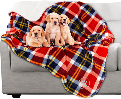 Waterproof Pet Blanket - 50x60-Inch Reversible Sherpa Fleece Throw Protects Couches, Cars, and Beds from Spills, Stains, and Fur by PETMAKER (Gray)