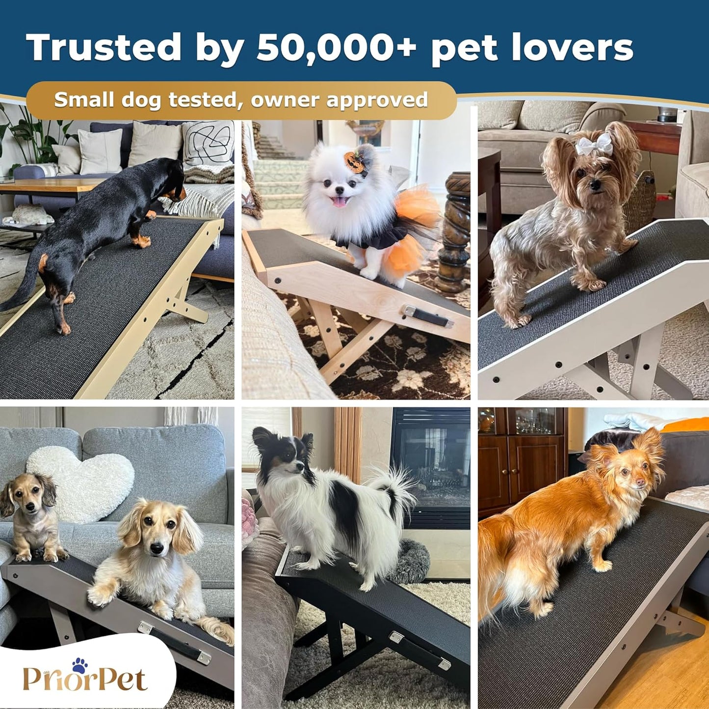 Dog Ramp for Couch – Non-Slip, Sturdy Build Foldable Wooden Dog Ramp – Supports up to 200 lbs – 7 Adjustable Heights (14"–20.5") – Enhanced Stability – Birchwood Pet Ramp for Small Dogs – Gray