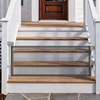 2 Pack Short Dog Gate Pet Gates Puppy Gate 14" H 59" Wide Step Over Pet Fence, Mesh Retractable Indoor Outdoor Expands Up to 59 Inches Small Dog Gates for Doorways Stairs